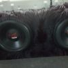 my 2 15 inch evils with black fur carpet in trunk build